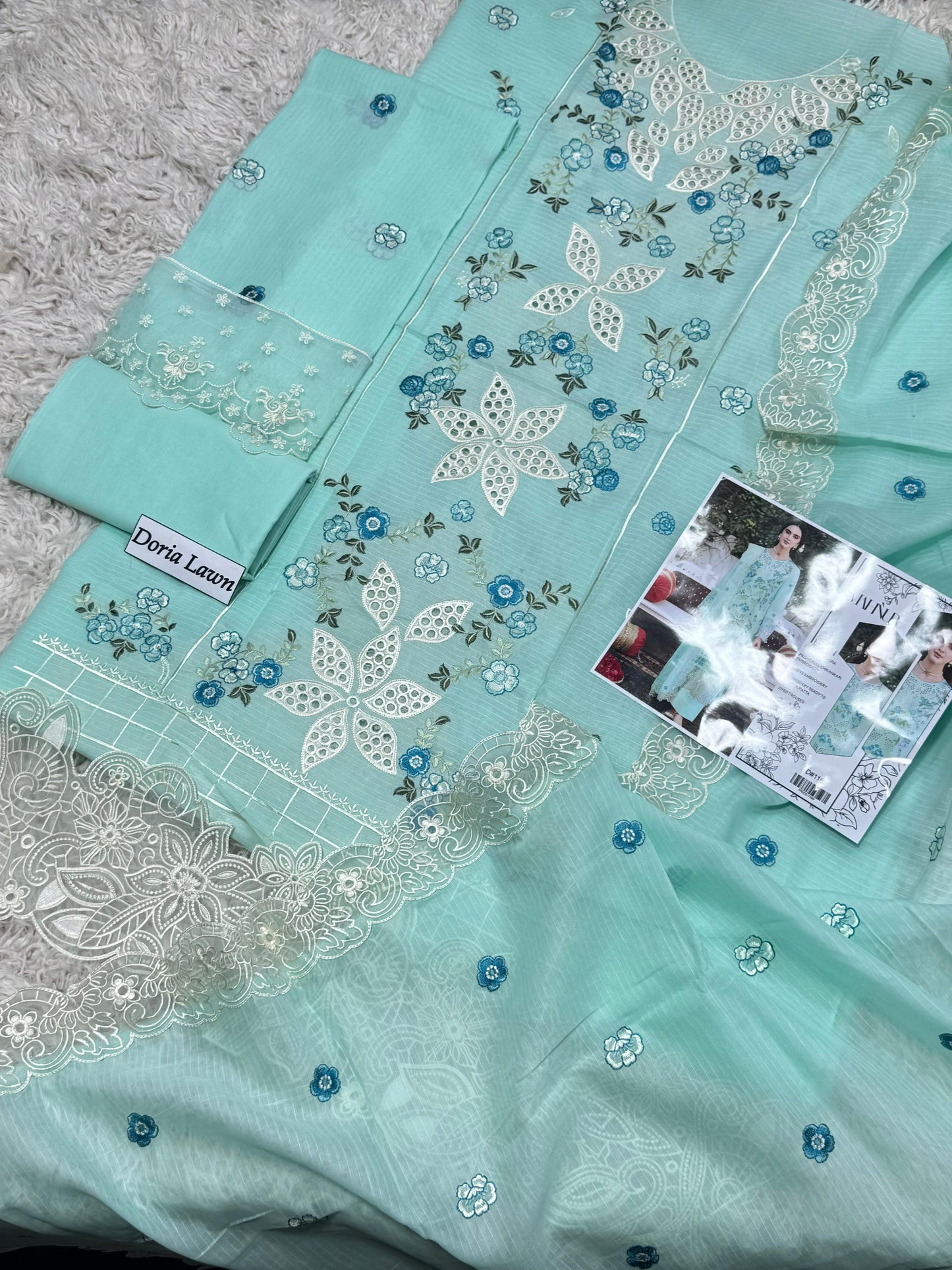 MAHNUR Banadora Lawn Heavy Chikankari 3PCS Suit