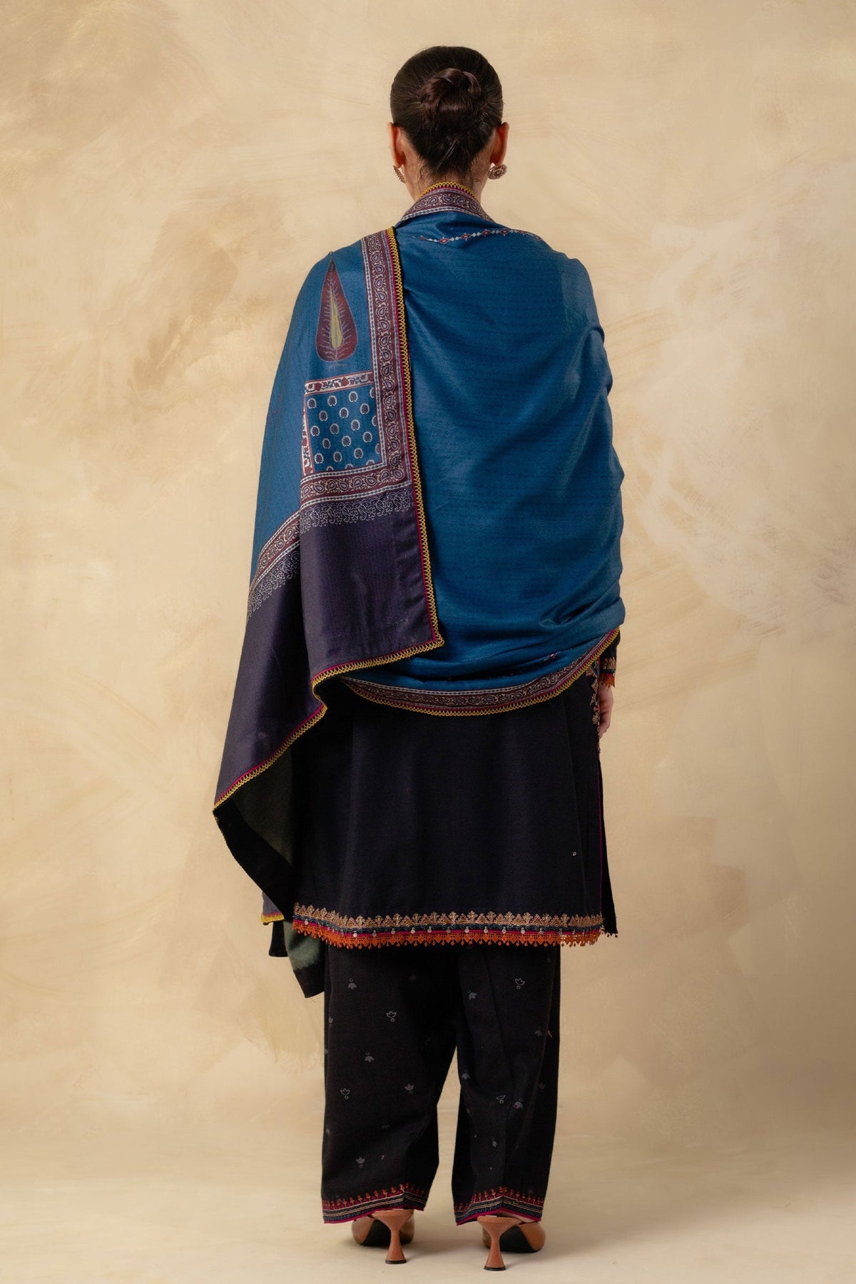 Zara shajahan 3PCS Embroidered Dhanak with Printed Shawl