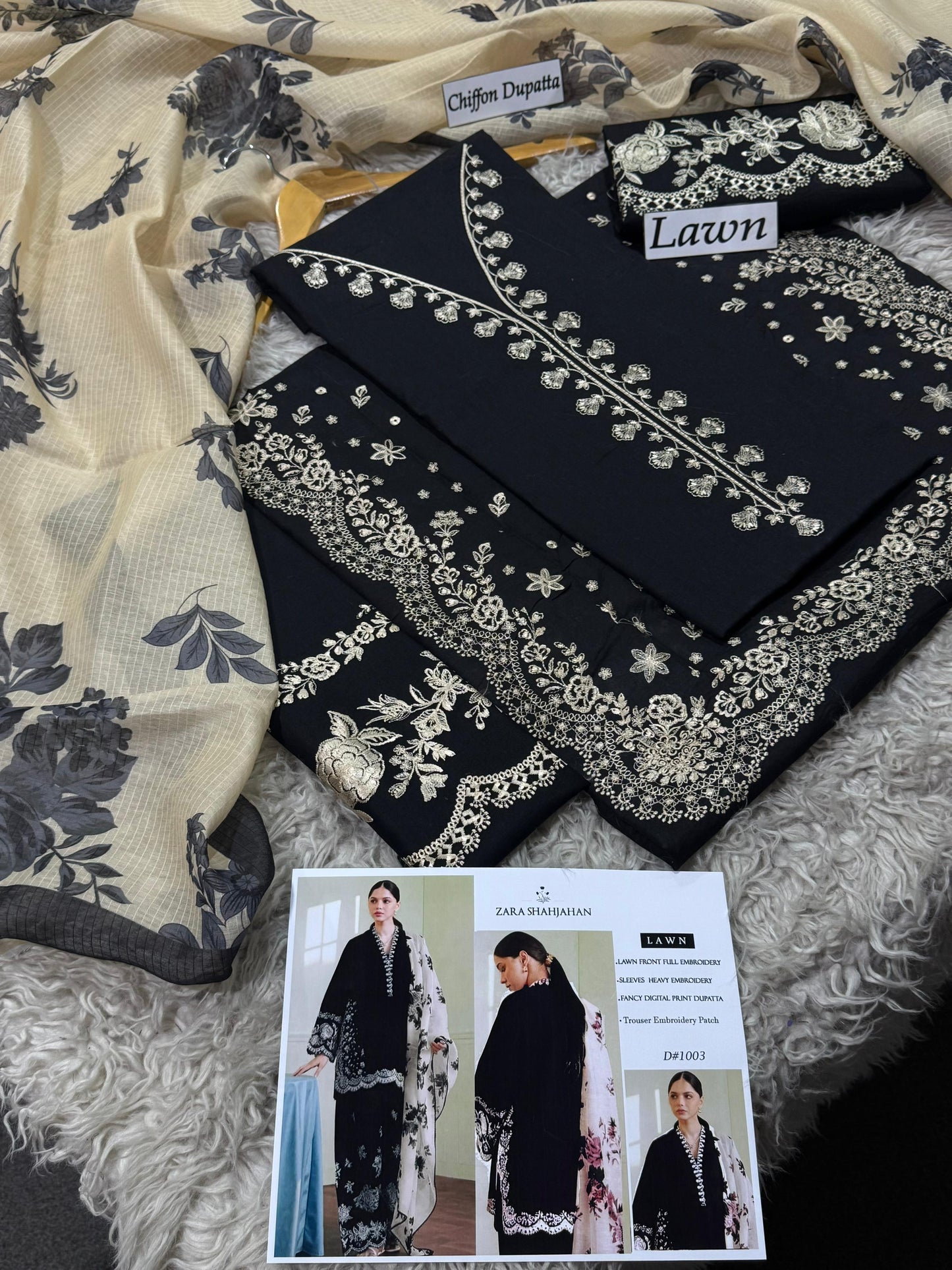 Zara ShahJahan | Unstitched LAWN 3pcs Heavy Embroidered With Chiffon Dupatta Eid Collection