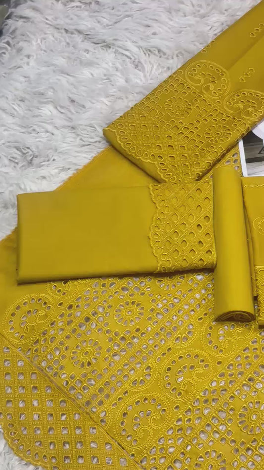 OSMA Lawn 3pc Heavy Chikankari Embroidered With Bamber Embroidered Dupatta