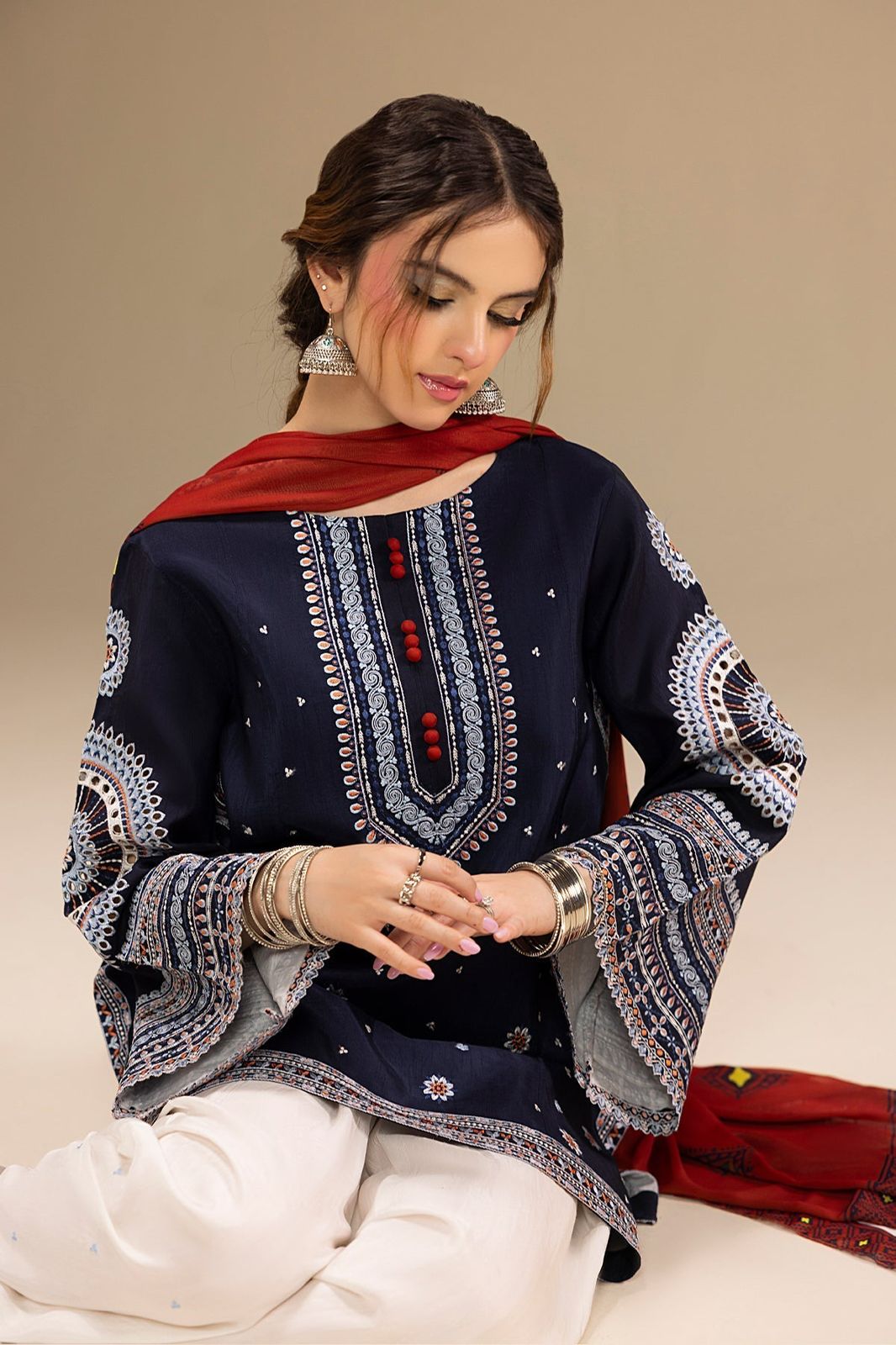 Jazmine - 3PC (Unstitched) Heavy Embroidered Lawn Suit.