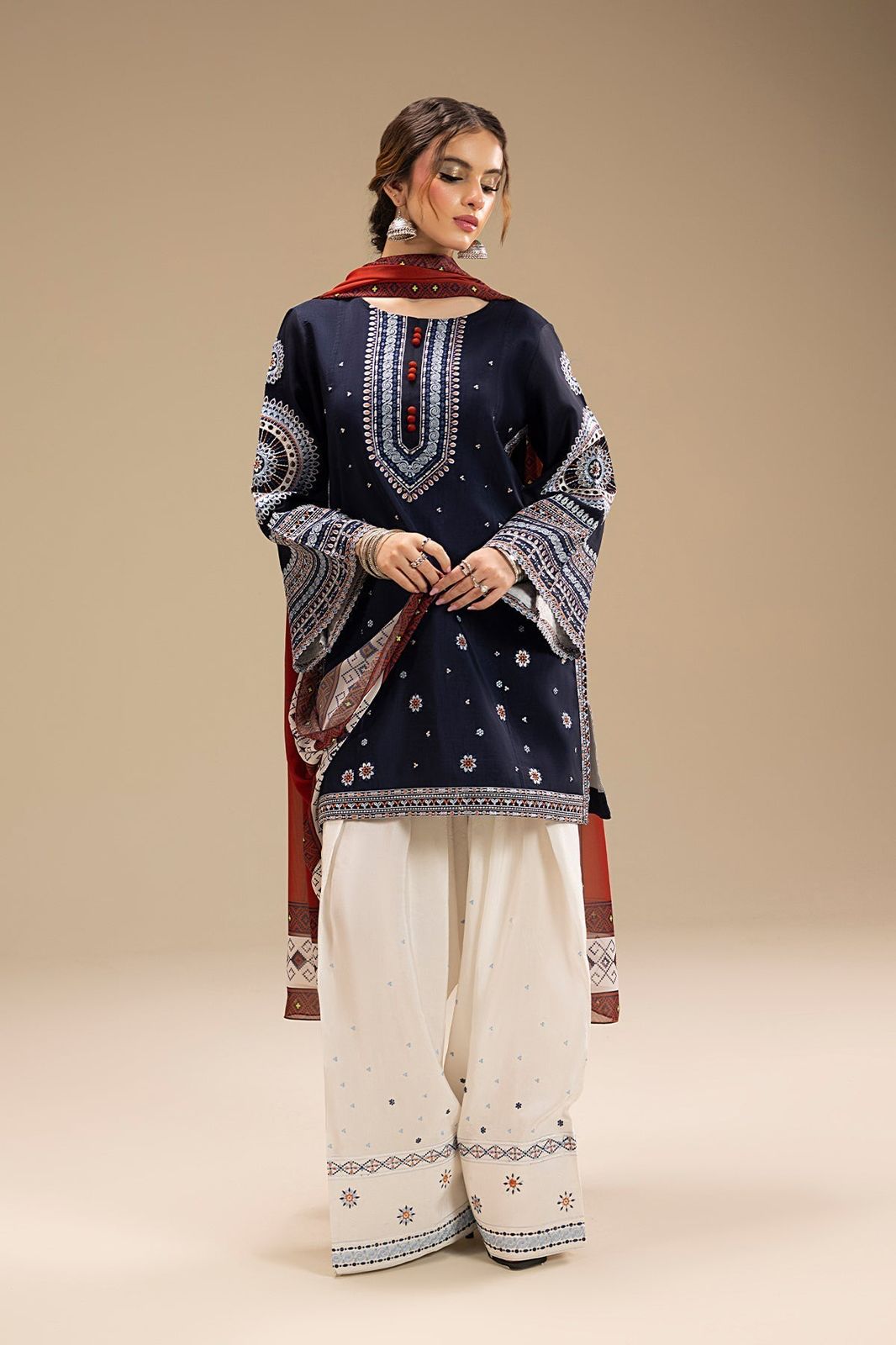 Jazmine - 3PC (Unstitched) Heavy Embroidered Lawn Suit.