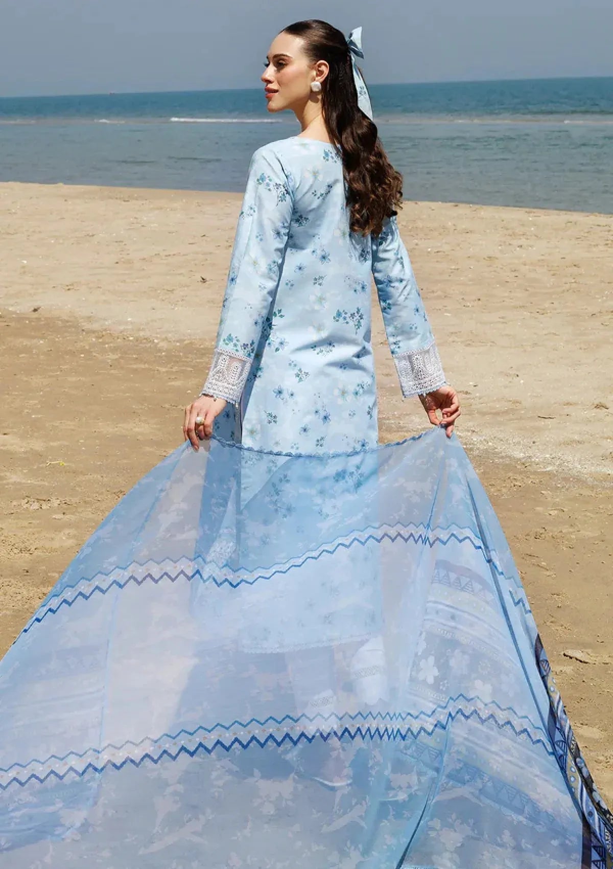 FARASHA | Unstitched Lawn 3pcs Suit With Chiffon Dupatta & Patches Eid Collection