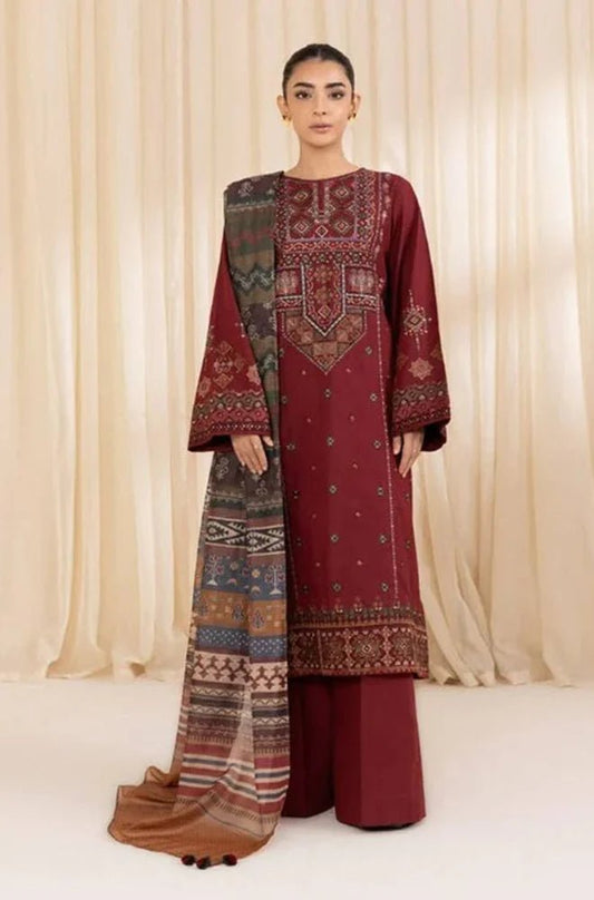 SAPPHIRE | Unstitched LAWN 3pcs Heavy Embroidered Suit With Chiffon Dupatta