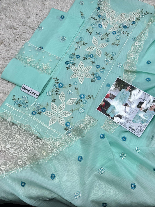 MAHNUR Banadora Lawn Heavy Chikankari 3PCS Suit