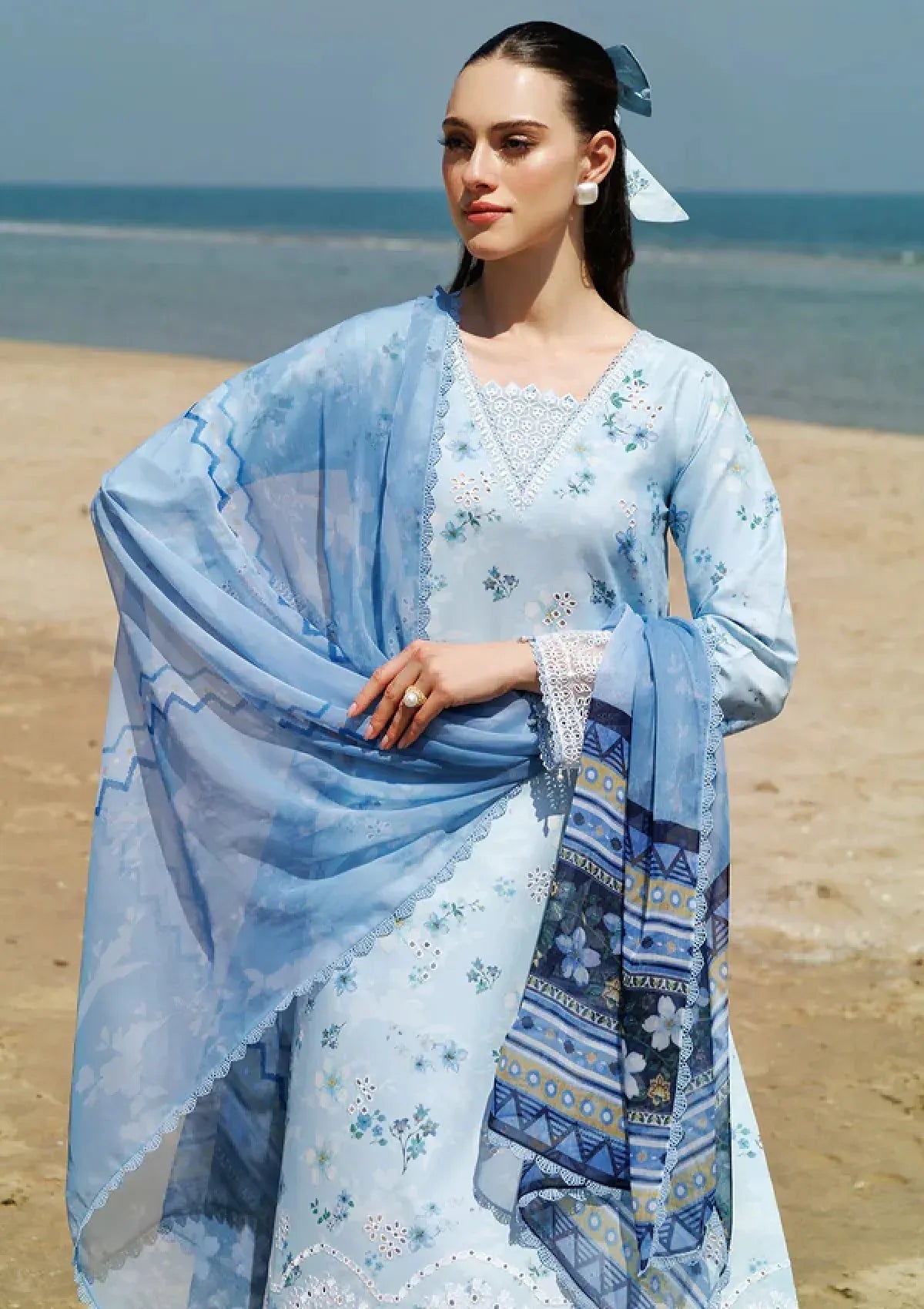 FARASHA | Unstitched Lawn 3pcs Suit With Chiffon Dupatta & Patches Eid Collection