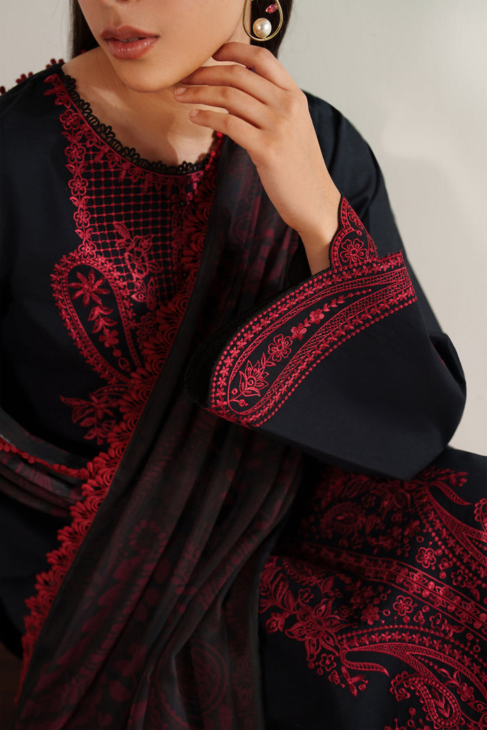 Farasha Summer Weaves Embroidered Lawn Unstitched 3Pcs Suit - Floral Flame