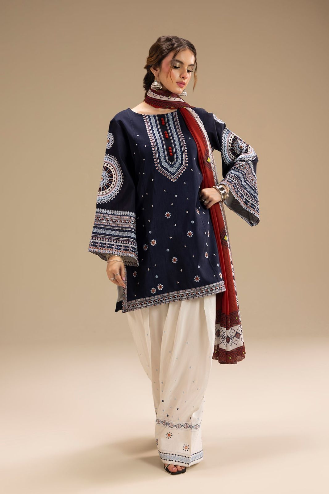 Jazmine - 3PC (Unstitched) Heavy Embroidered Lawn Suit.