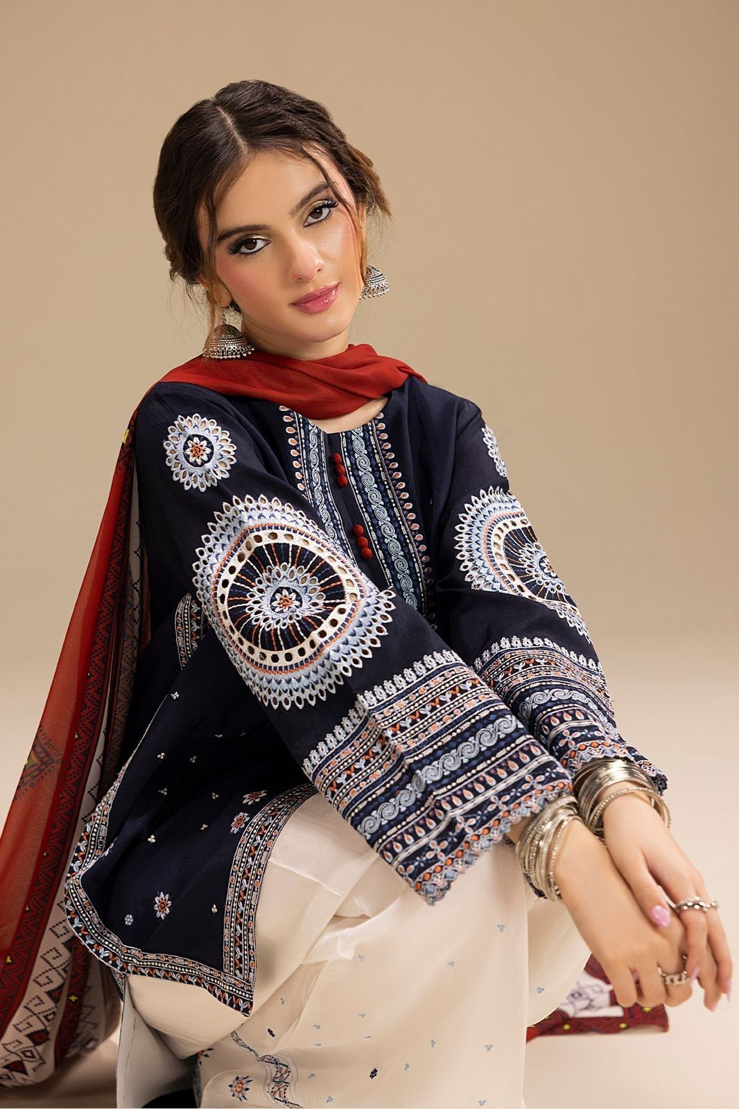 Jazmine - 3PC (Unstitched) Heavy Embroidered Lawn Suit.