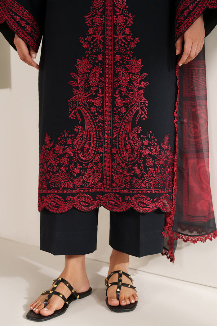 Farasha Summer Weaves Embroidered Lawn Unstitched 3Pcs Suit - Floral Flame