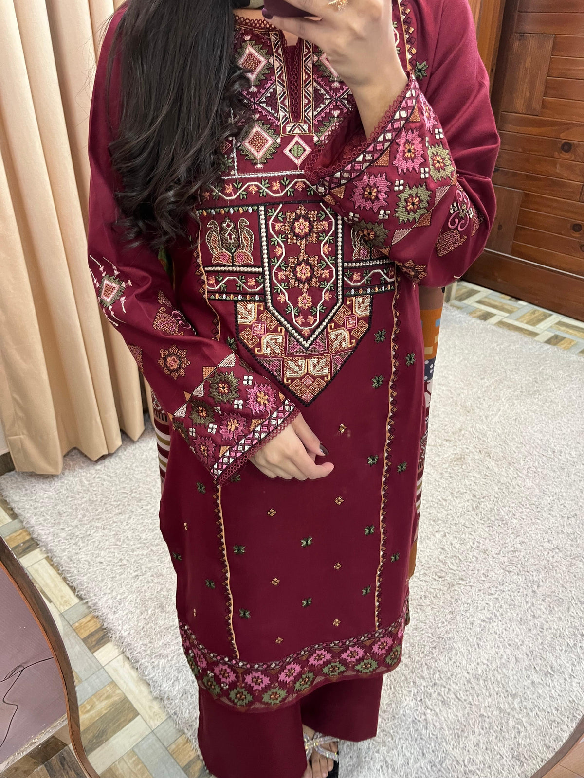 SAPPHIRE | Unstitched Dhanak  3pcs Heavy Embroidered Suit With Dhanak Dupatta