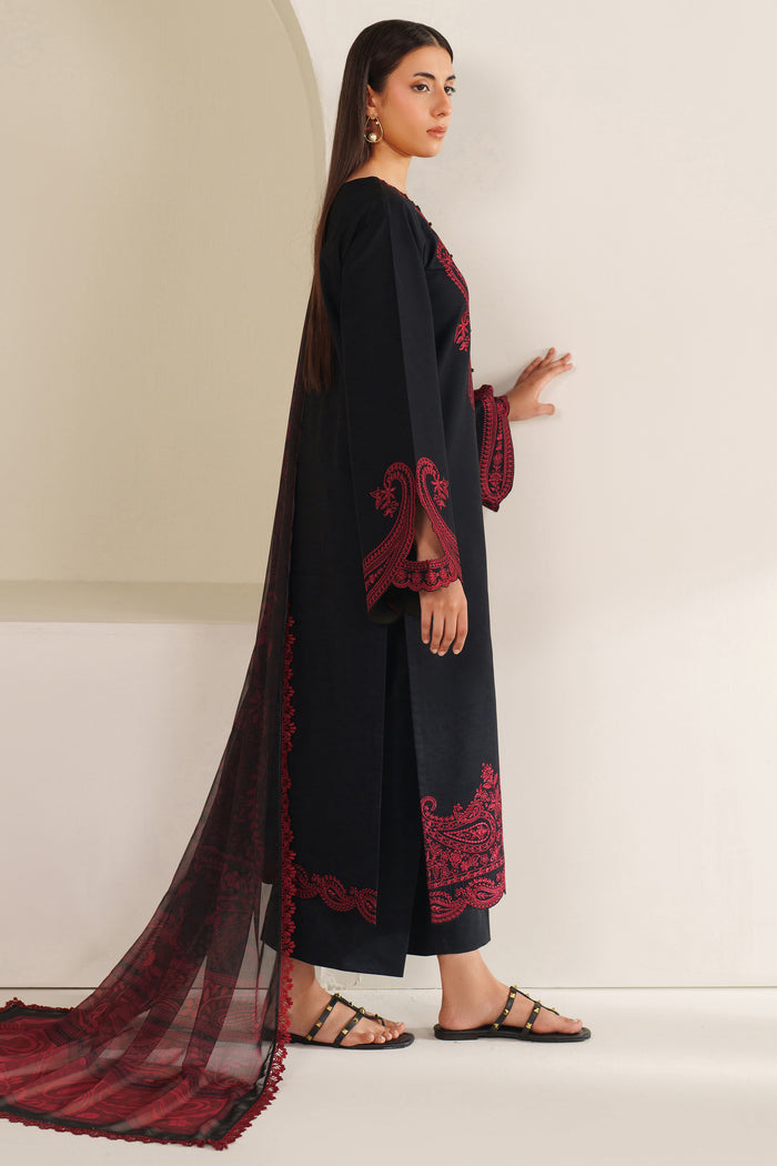 Farasha Summer Weaves Embroidered Lawn Unstitched 3Pcs Suit - Floral Flame
