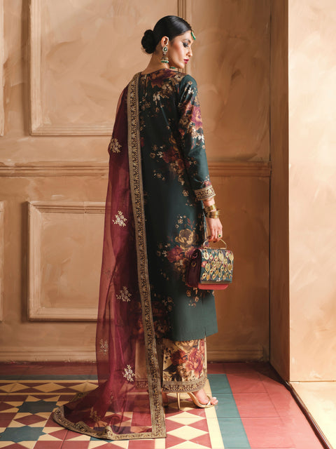 Cross Stitch| Unstitched LAWN 3pcs Heavy Embroidered Suit With Chiffon Dupatta & Patches Eid