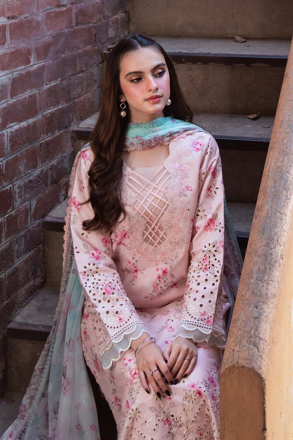 Baroque | Unstitched LAWN 3pcs Heavy Embroidered Suit With Chiffon Dupatta & Patches Eid