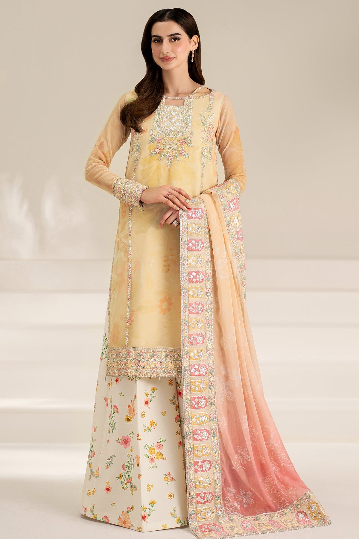 FARASHA | Unstitched Lawn Digital Printed 3pcs With Chiffon Dupatta & Patches Eid Collection