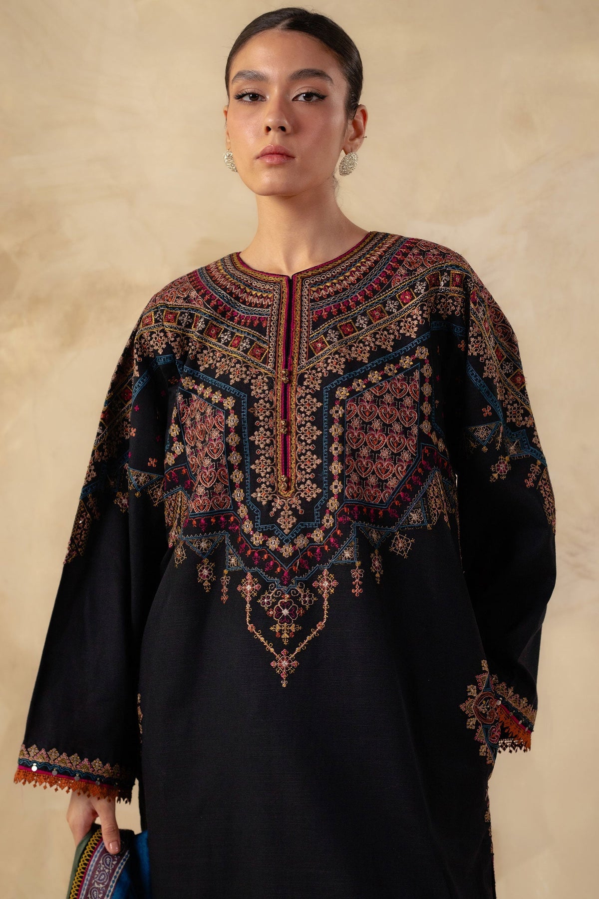 Zara shajahan 3PCS Embroidered Dhanak with Printed Shawl