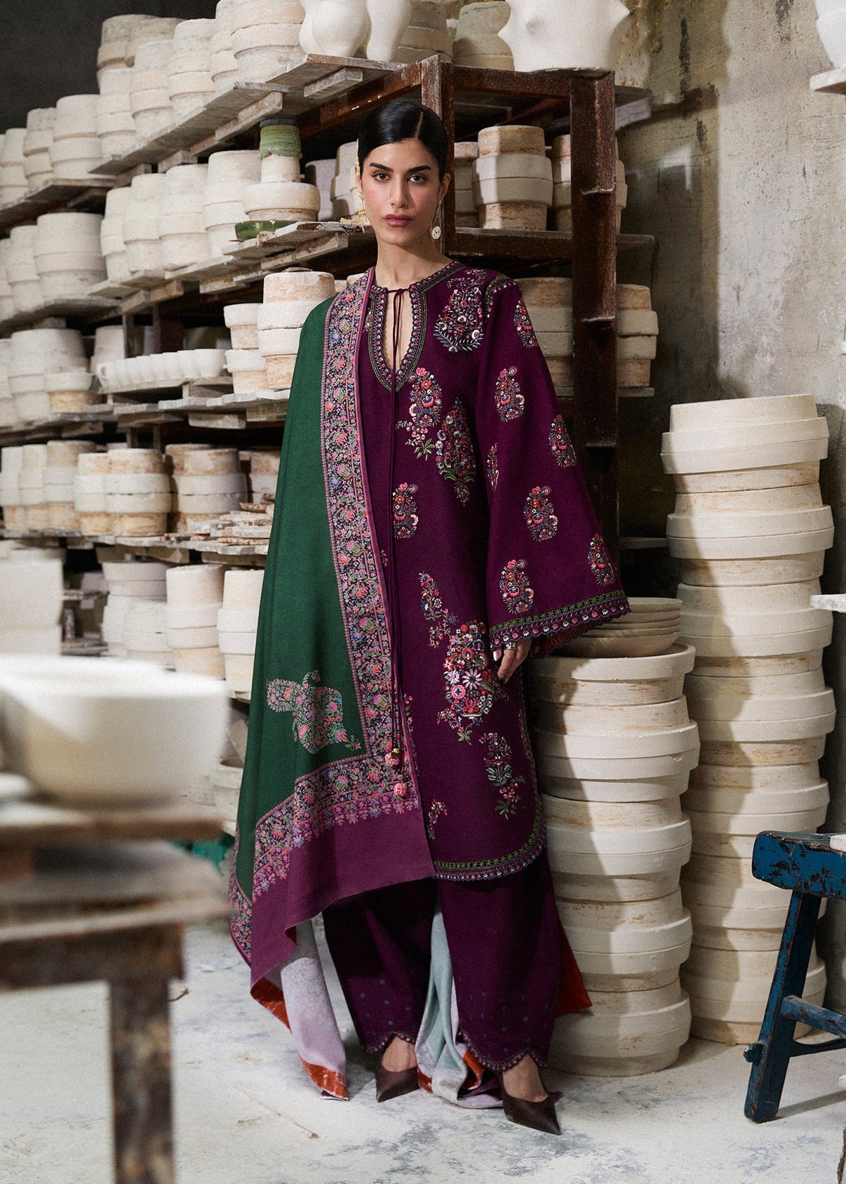 Hussain Rehar | Unstitched LAWN 3pcs Heavy Embroidered Suit With Chiffon Dupatta & Patches Eid