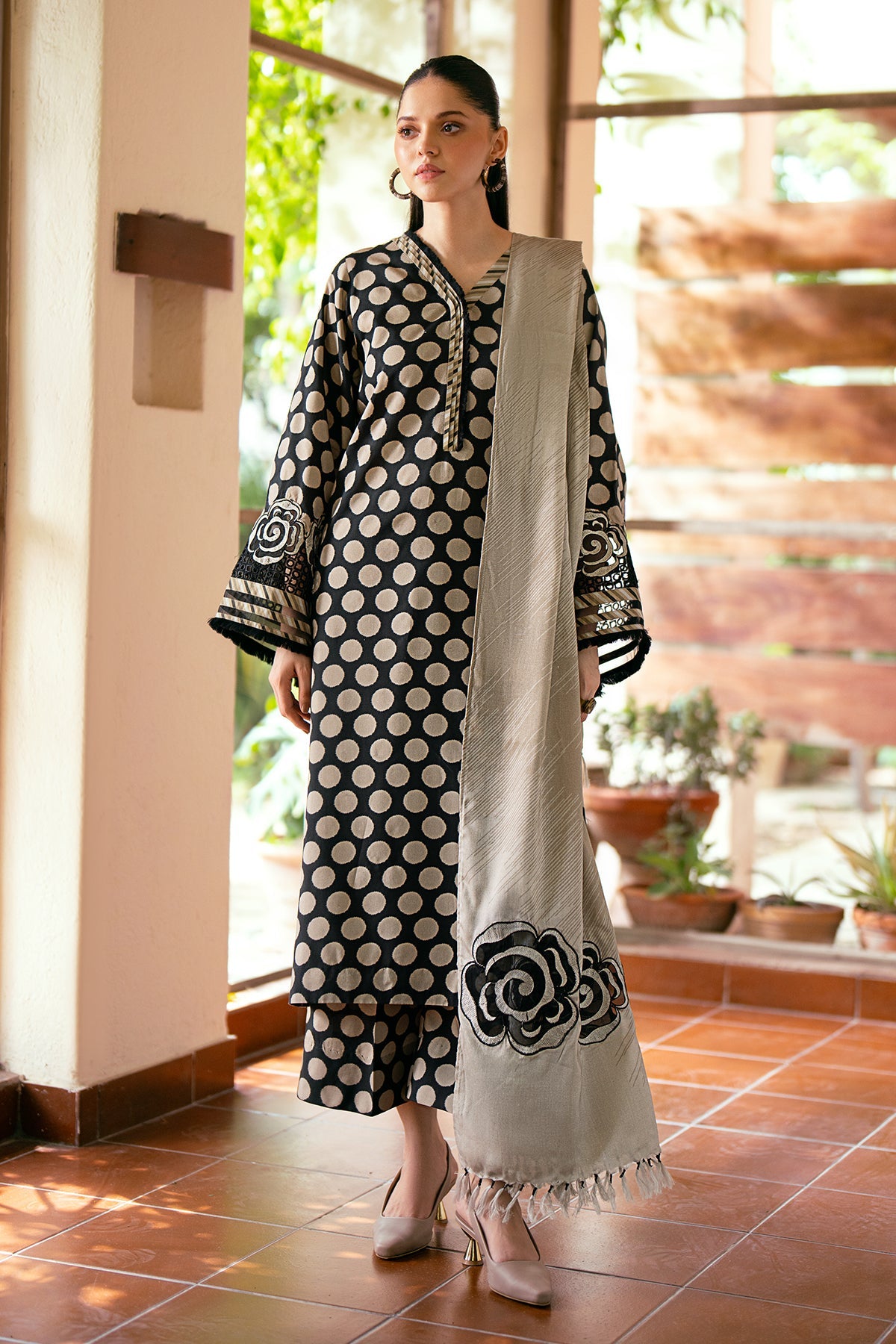 BAROQUE | Unstitched Lawn Digital Printed 3pcs With Chiffon Dupatta & Patches Eid Collection