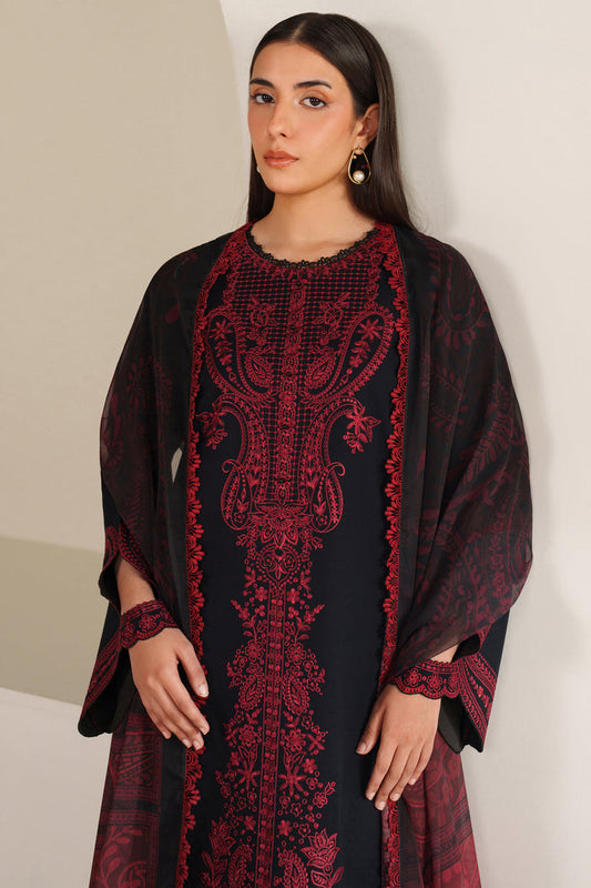 Farasha Summer Weaves Embroidered Lawn Unstitched 3Pcs Suit - Floral Flame