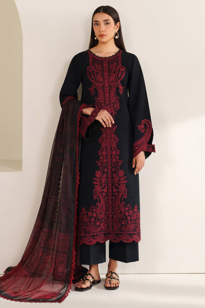Farasha Summer Weaves Embroidered Lawn Unstitched 3Pcs Suit - Floral Flame