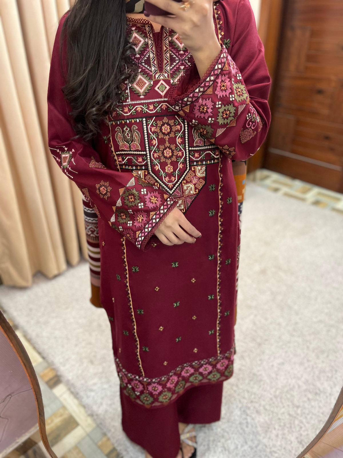 SAPPHIRE | Unstitched Dhanak  3pcs Heavy Embroidered Suit With Dhanak Dupatta