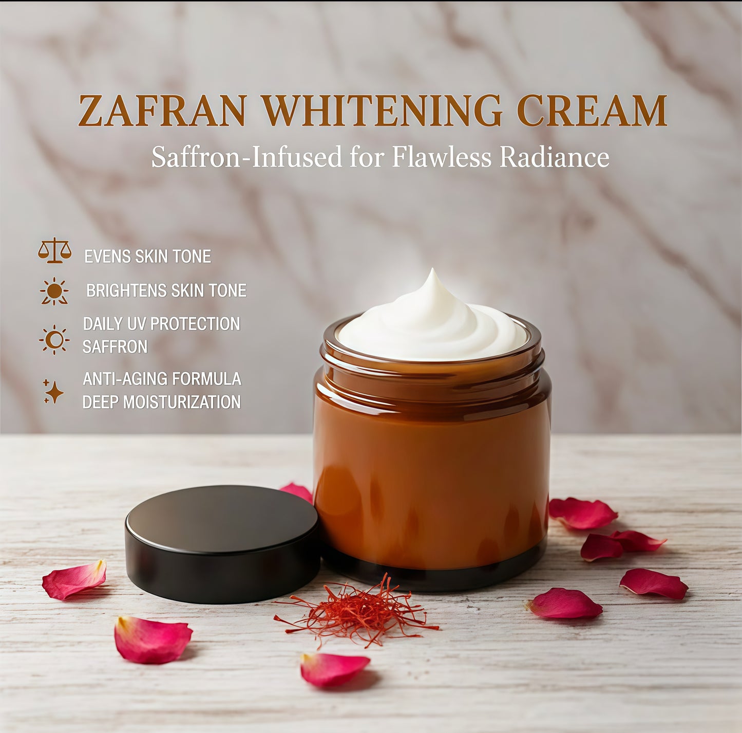Zafrani Glow Cream 500 Gram Jar - 100% Homemade Organic Whitening Saffron-Infused Brightening & Glow Booster Cream