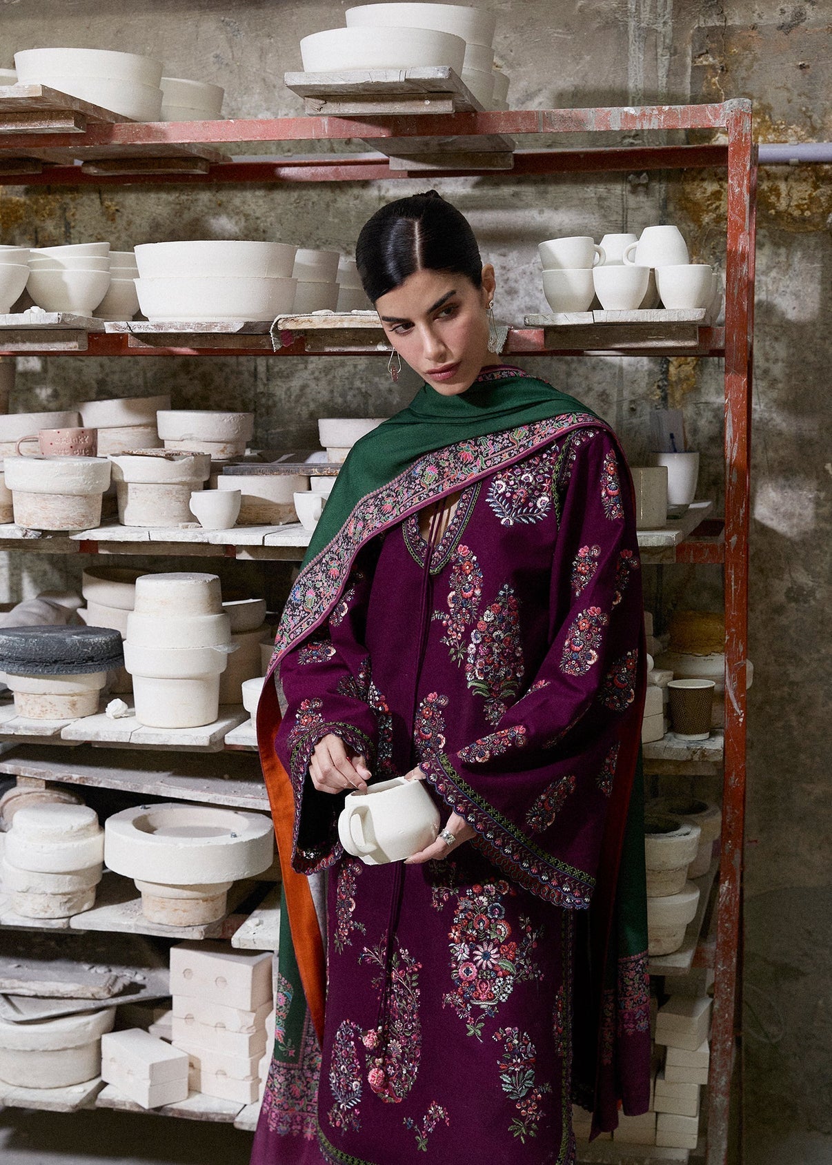 Hussain Rehar | Unstitched LAWN 3pcs Heavy Embroidered Suit With Chiffon Dupatta & Patches Eid