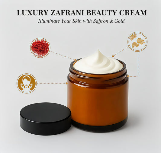 Zafrani Glow Cream 500 Gram Jar - 100% Homemade Organic Whitening Saffron-Infused Brightening & Glow Booster Cream